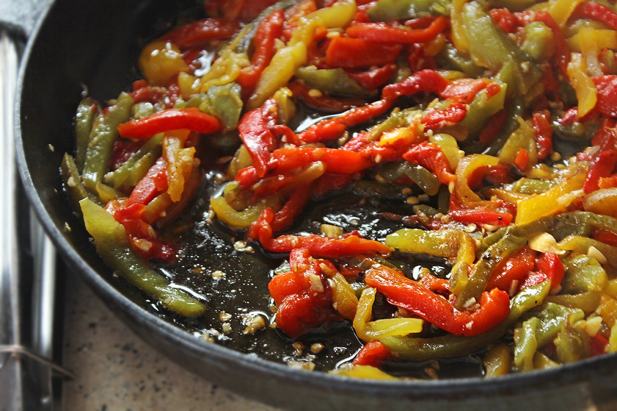 fasii de ardei copt la tigaie