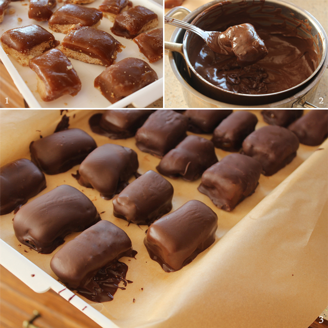 glazurare baton de ciocolata cu caramel