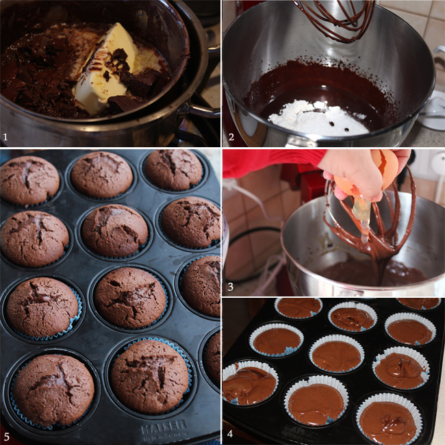 preparare muffins cu ciocolata