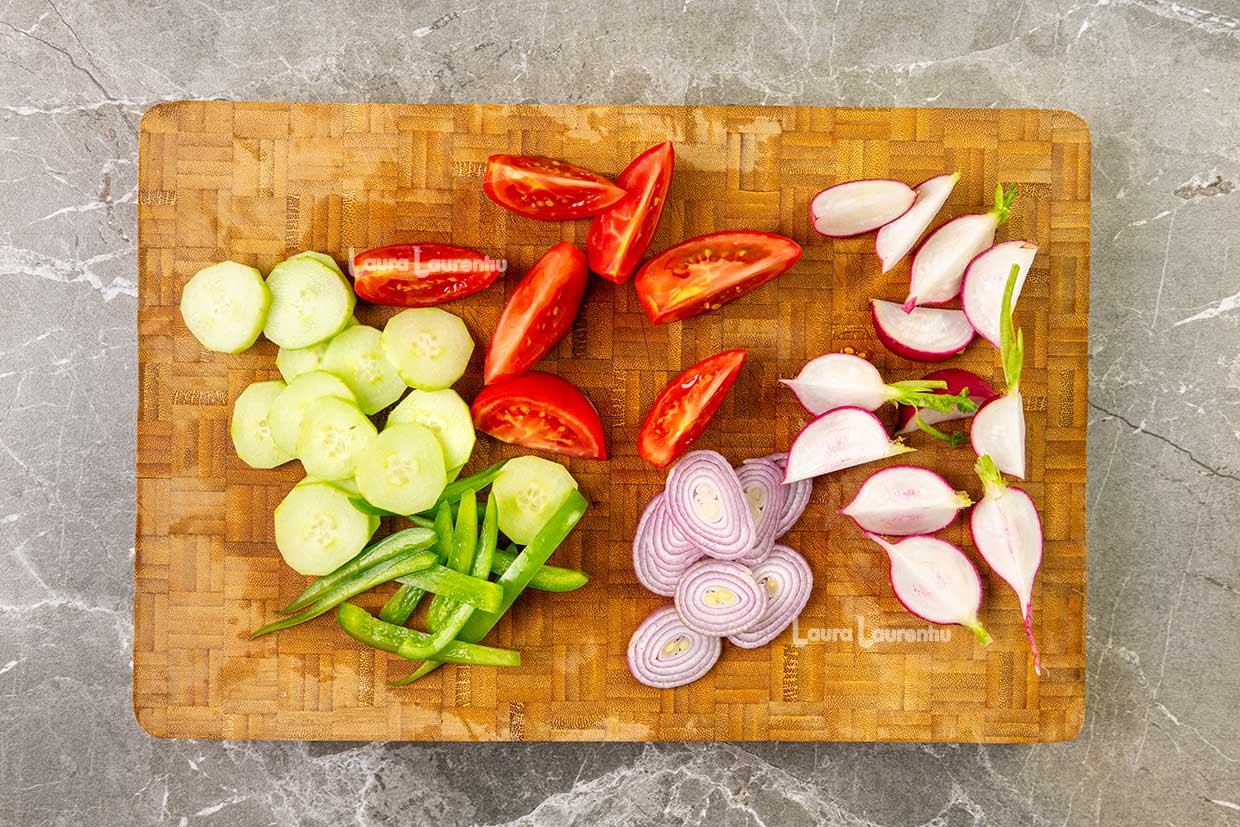 vegetale taiate pentru salata nicoise clasica