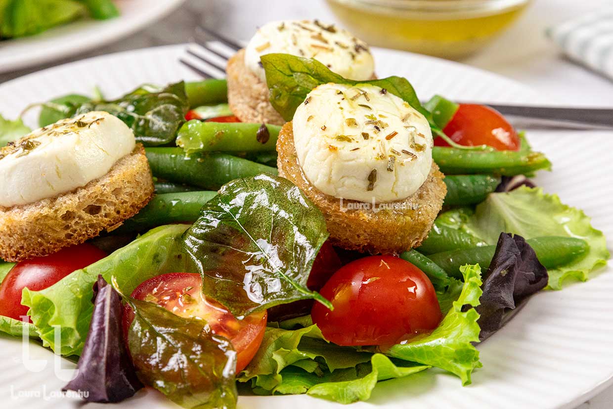 salata chevre chaud reteta laura laurentiu salata cu branza de capra gratinata