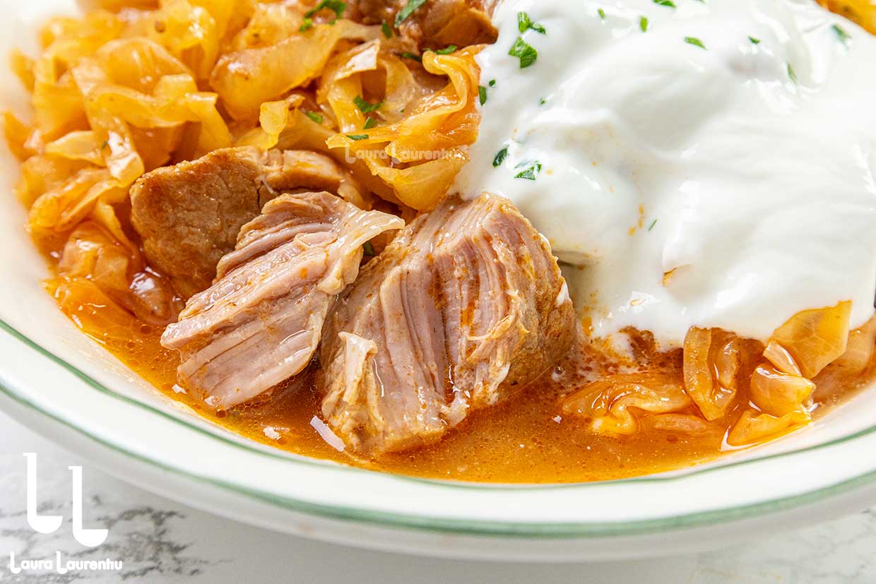 portie de gulas secuiesc servit cu smantana